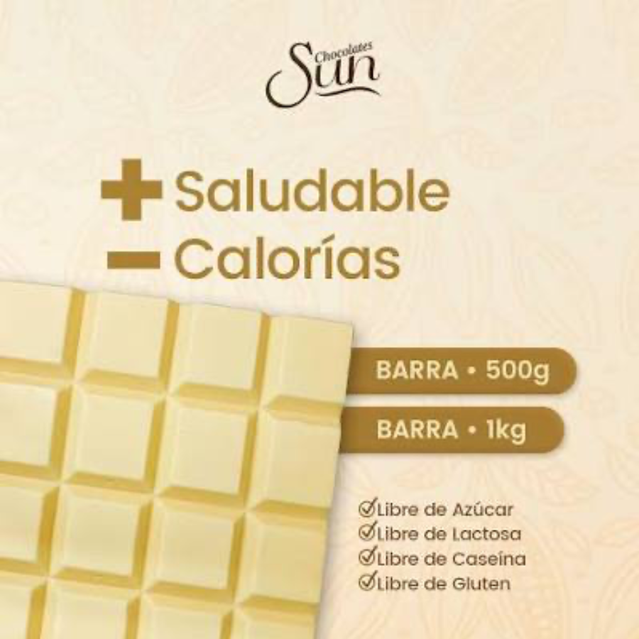 BARRA 500GR CHOCOLATE BLANCO SUN STEVIA