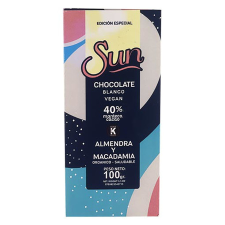 BARRA DE CHOCOLATE BLANCO ALMEN/MACA SUN