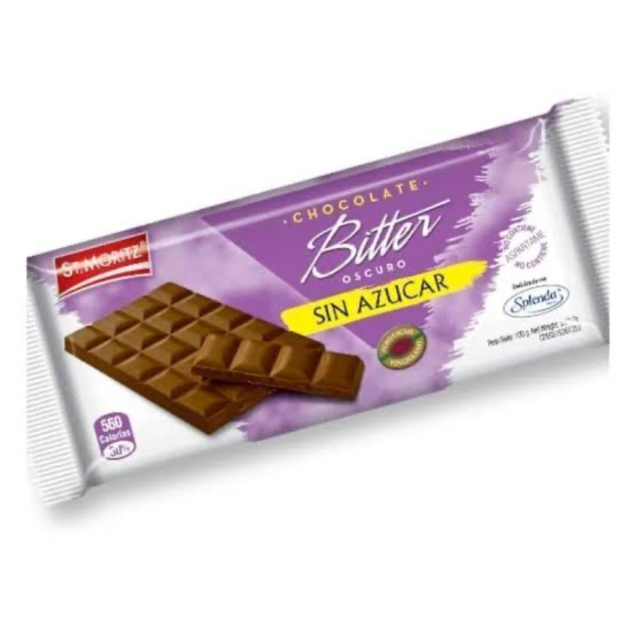 CHOCOLATE BITTER SIN AZUCAR 100GR