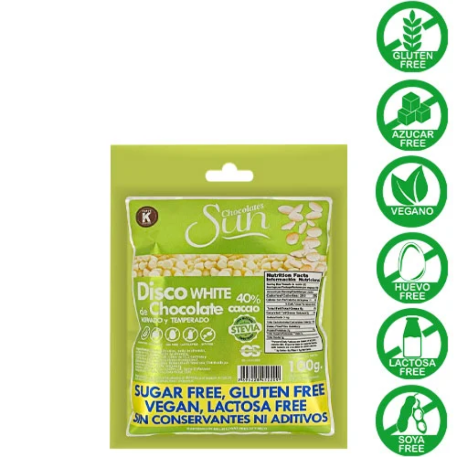DISCO DE CHOCOLATE BLANCO 100GR STEVIA