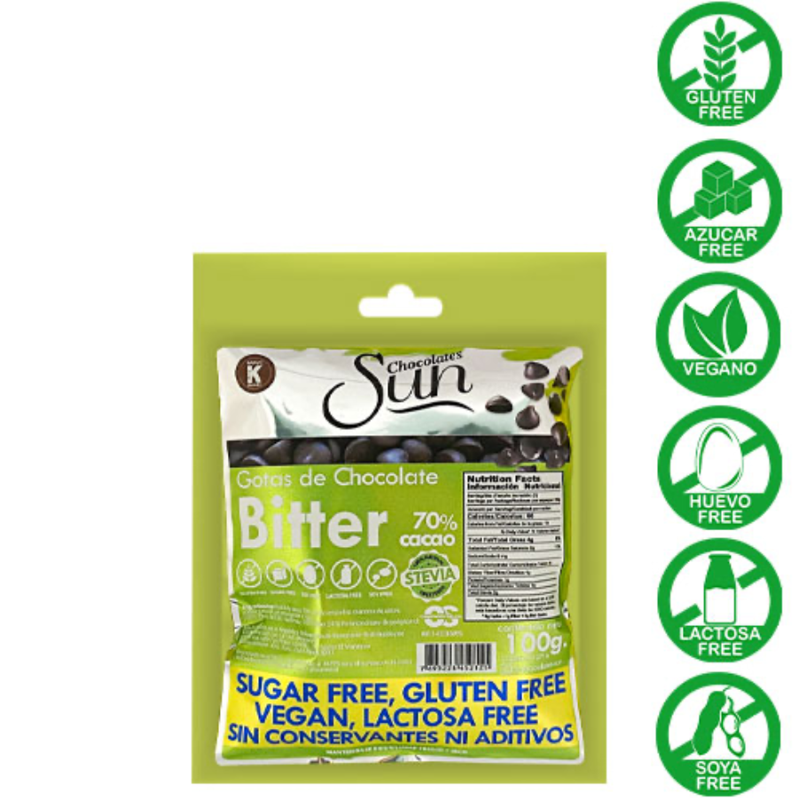 GOTAS DE CHOCOLATE OSCURO 100GR STEVIA