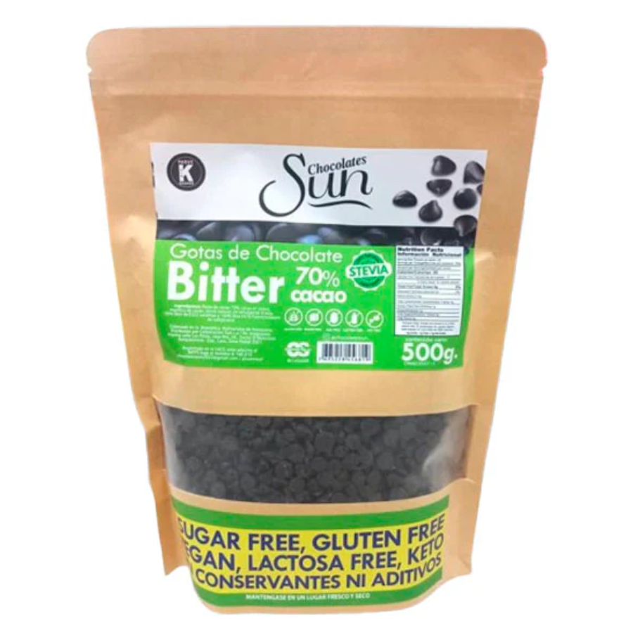 GOTAS DE CHOCOLATE OSCURO STEVIA 500GR