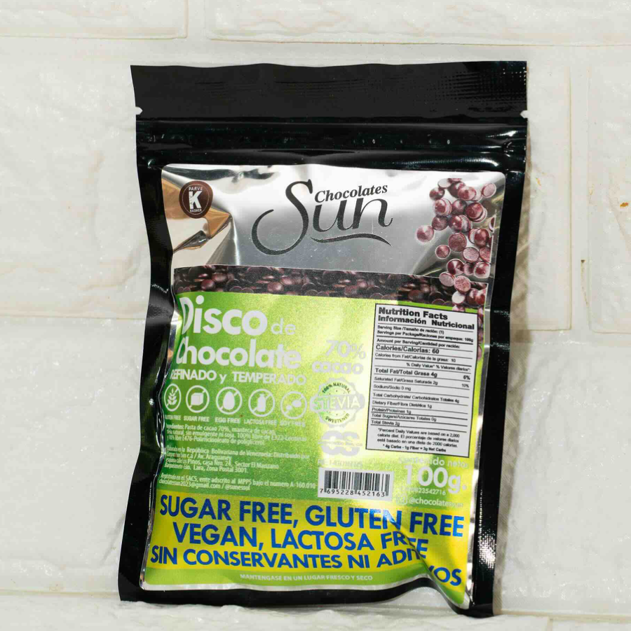 DISCO DE CHOCOLATE OSCURO 100GR STEVIA