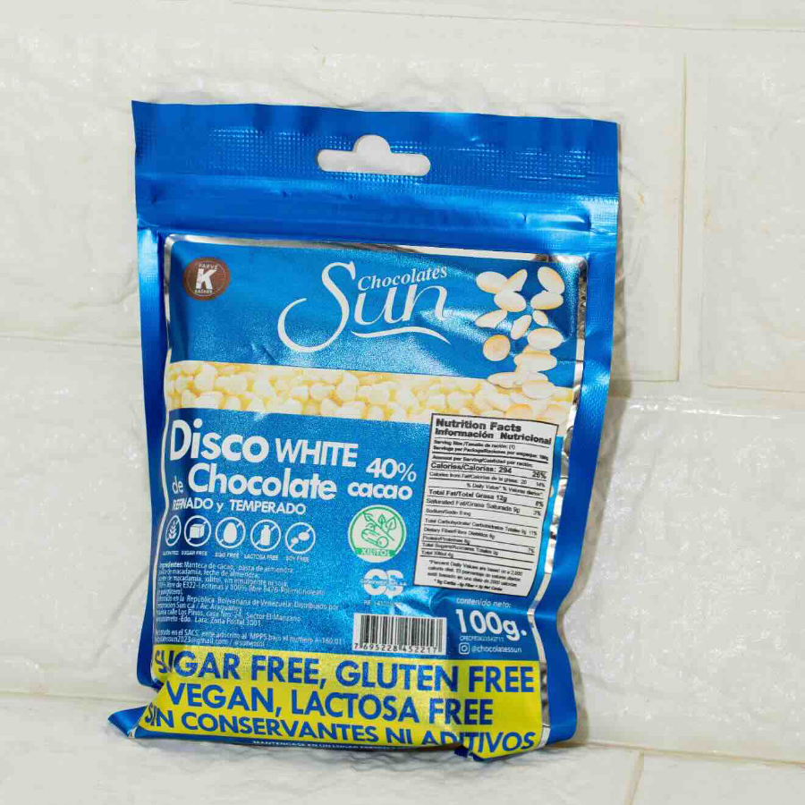 DISCO DE CHOCOLATE BLANCO 100GR XILITOL